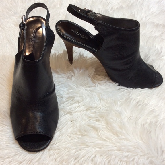 Coach Shoes - COACH LANORA LEATHER PEEP TOE SLINGBACK SANDALS